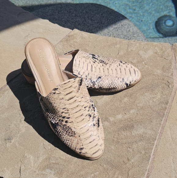 Gibson Latimer goat leather Slip-On Mules Block Heel Office Chic 10M - Picture 13 of 13